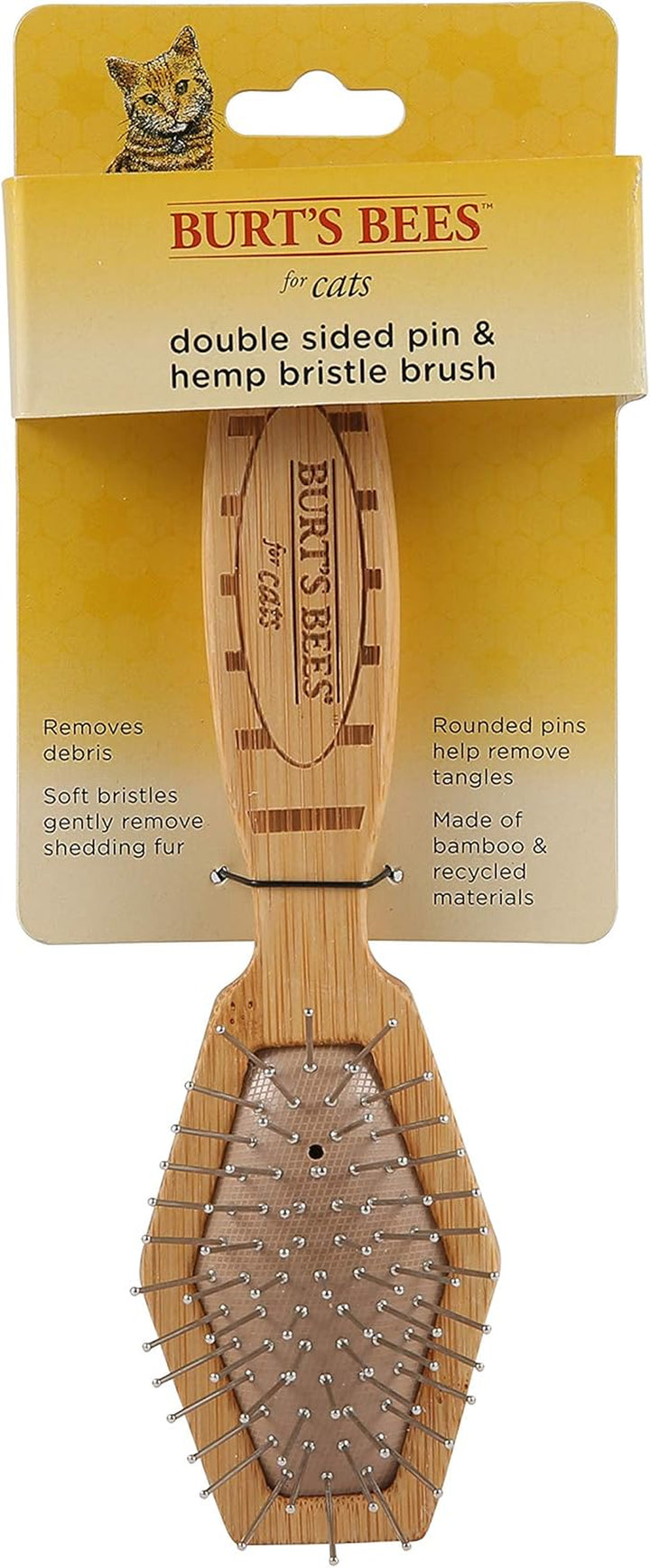 Double Sided Pin & Bristle Brush | Removes Loose Fur & Prevents Matting | Ideal for Daily Cat Grooming