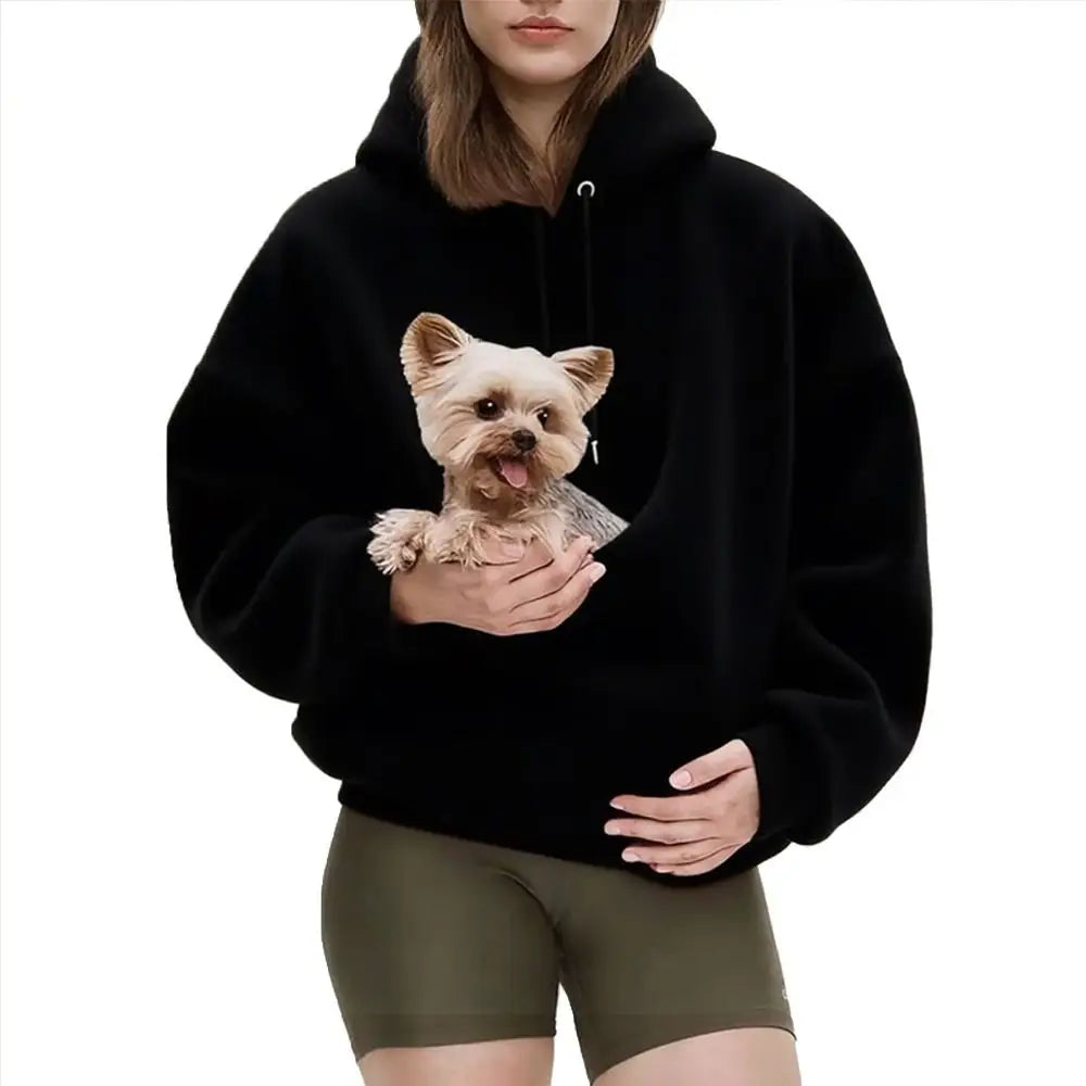 Front Large Pouch Pet Carrier Hoodie Hands-Free Long Sleeve Cat Dog Bag Material Daily Wear Unisex Pouch Sweatshirt Small Dogs