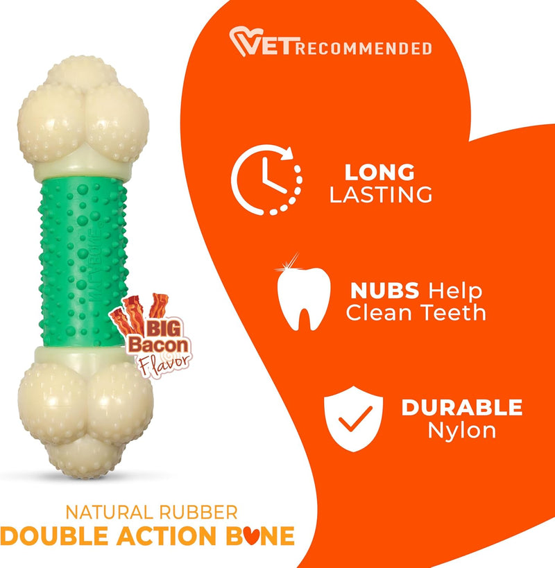 Double Action Bone Chew Toy – Bacon Flavor, X-Large, 1 Count